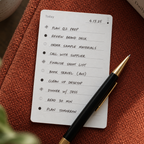 A Today card with a handwritten list and a pen