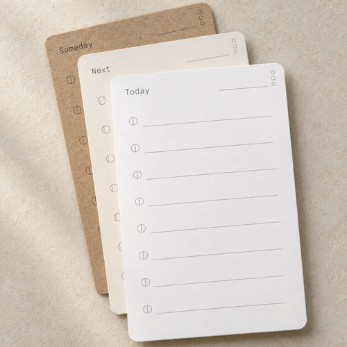 The Daily Cards fanned out, with a lined Today card on top