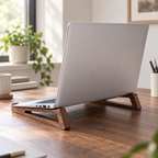 A laptop raised at a gentle angle on The Laptop Stand